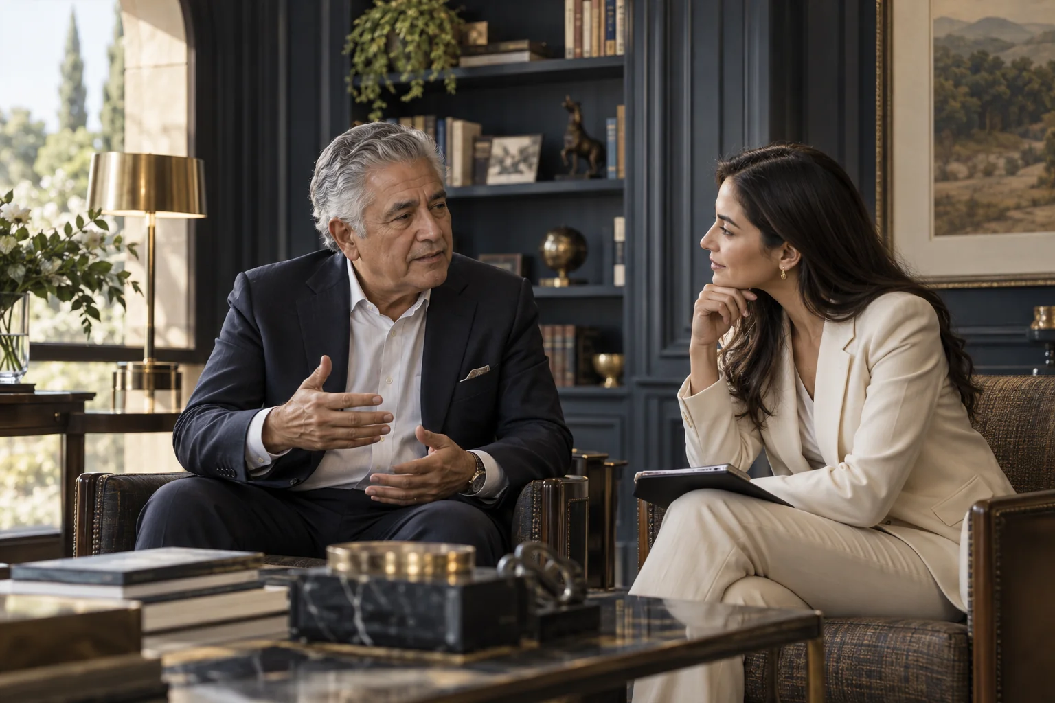Líder senior compartiendo experiencia con una colega